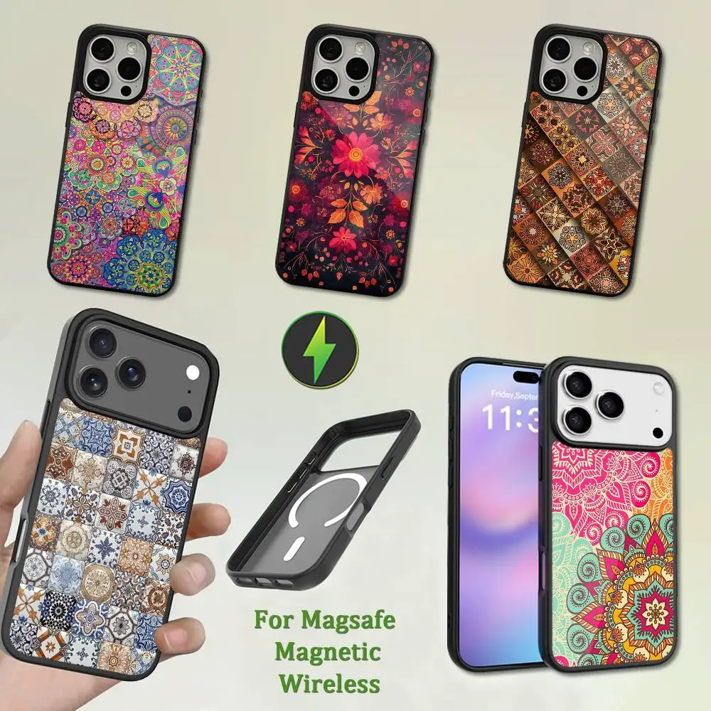 

Colorful Mandala Pattern Phone Case For iPhone 13,12,11,16,15,17,14,Pro,Max,Plus,Mini,Magsafe,Magnetic Wireless Charging