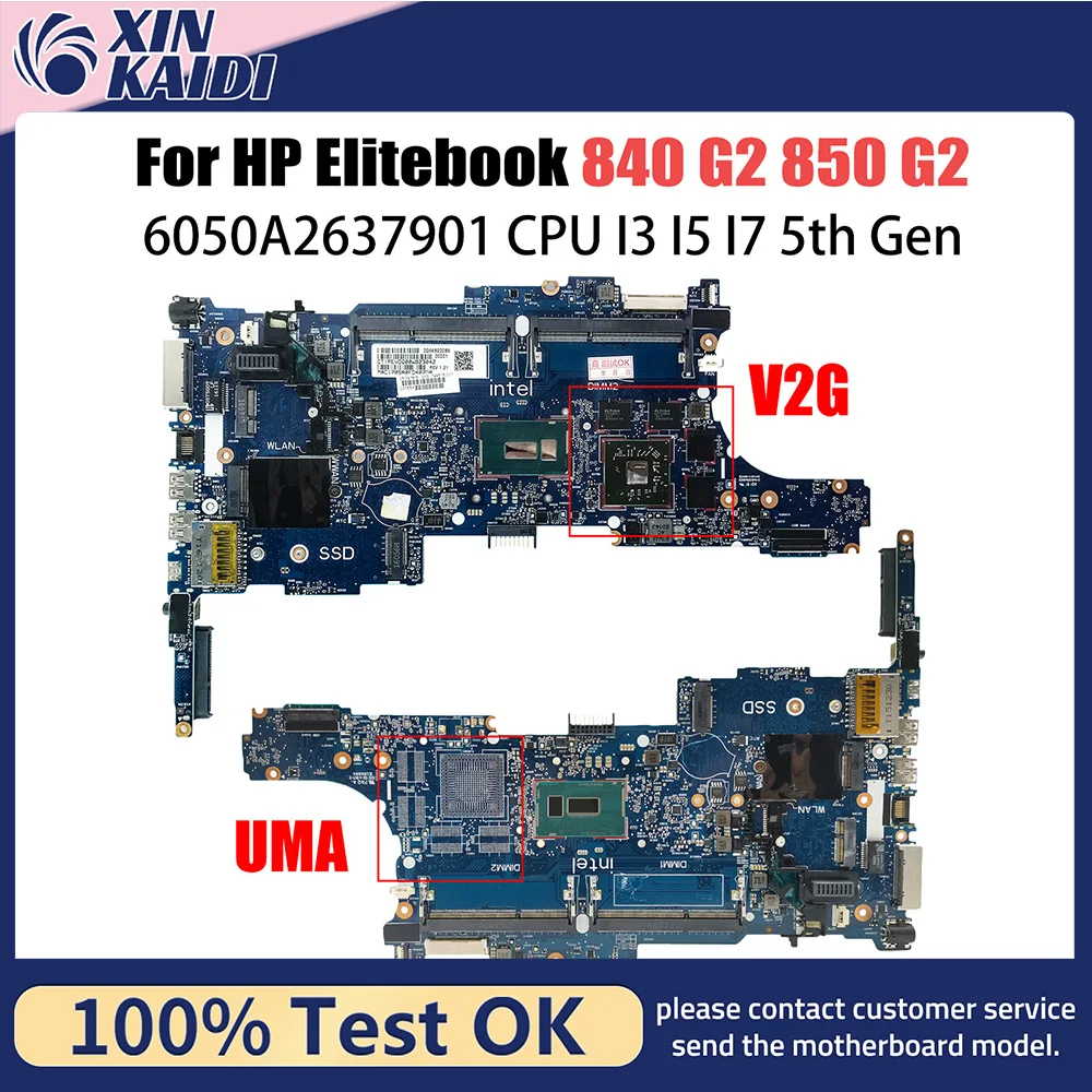 

Mainboard For HP Elitebook 840 G2 850 G2 Laptop Motherboard I3 5th Gen CPU 6050A2637901 799510-601 799510-501 799513-601