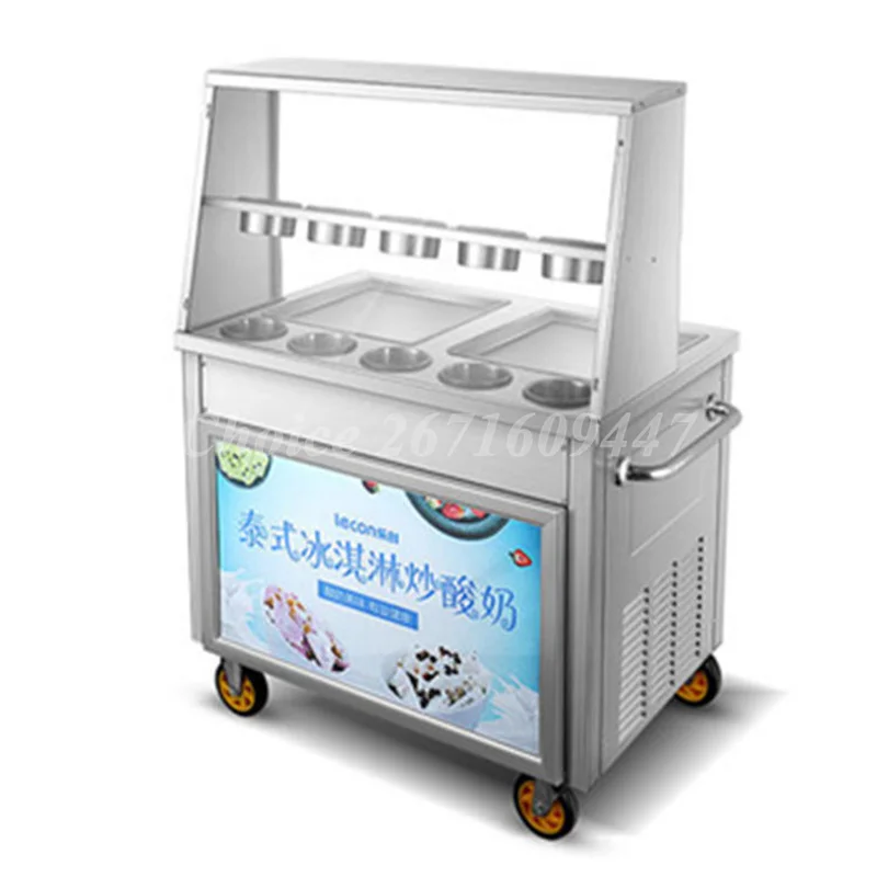 

Commercial Stainless Steel Yoghurt Ice Frying Machine Flat Pan Fry Yogurt Milk Fruit Ice Cream Roll Frying Making Maker