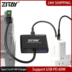 ZITAY USB Type C to D-TAP Quick Charger 60W Camera Charging Cable for Sony F980 F750 F975 F960 F550 V-Mount Gold-Mount PowerTap