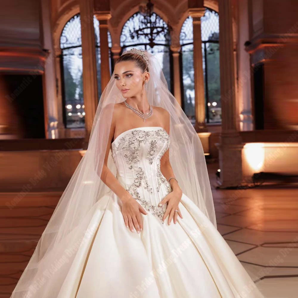 فساتين زفاف نسائية أنيقة رائعة ساحرة على شكل حرف a دانتيل مطبوعة زي العرائس الأميرة الكرة Vestidos De Novias مخصصة #4