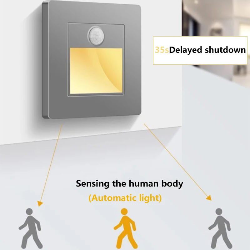 PIR Motion Detector Sensor Led Stair Light Infrared Human Induction Lamp Recessed Steps Ladder Staircase Bedroom Night Light