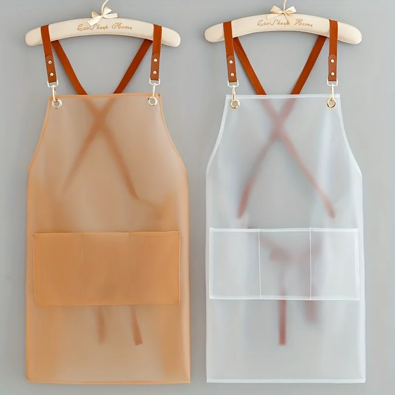 Unisex Transparent Waterproof Apron - Durable, Oil-Repellent, Stain-Resistant - Perfect for Hair Stylists, Barbers, Housewives, 