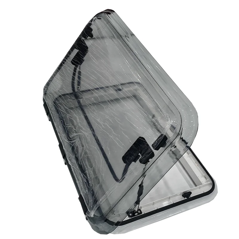 960x650mm Camper Roof Window RV Skylight with 70 Degree Opening Angle Clip-On Design and Integrated LED Lighting System