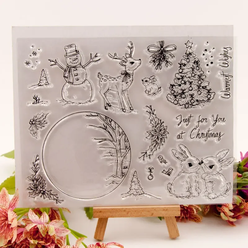 Merry Christmas Clear Stamps for DIY Scrapbooking Card Snowman Transparent Rubber Stamp Making Photo Album Crafts Decor Stamp