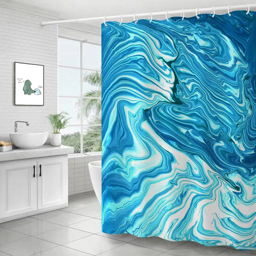 Creative Marbled Modern Minimalist Home Shower Curtain Bathroom Accessories Bathroom Waterproof Curtain Bathtub Screen Banheiro