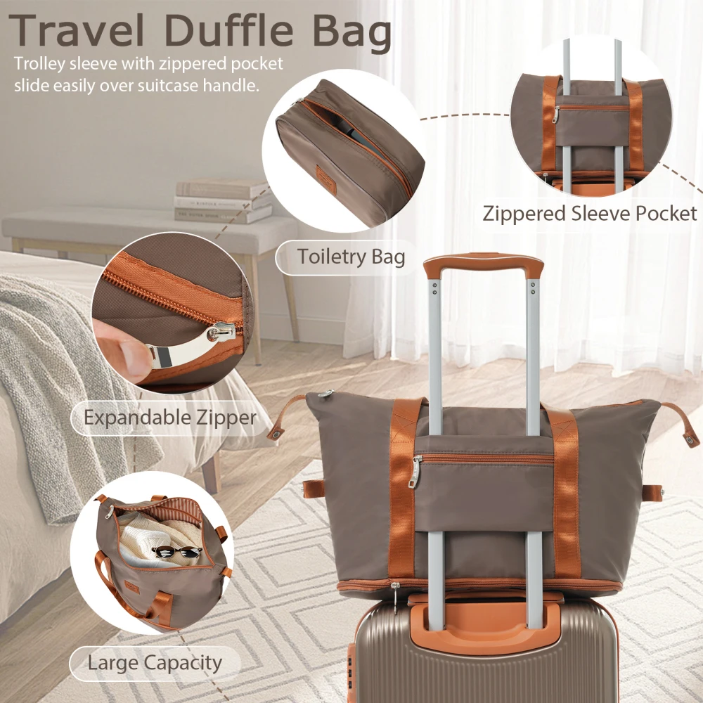 Hardshell Luggage Sets 3 Piece Carry-on Suitcase Double Spinner Wheels , Coppery (20in)