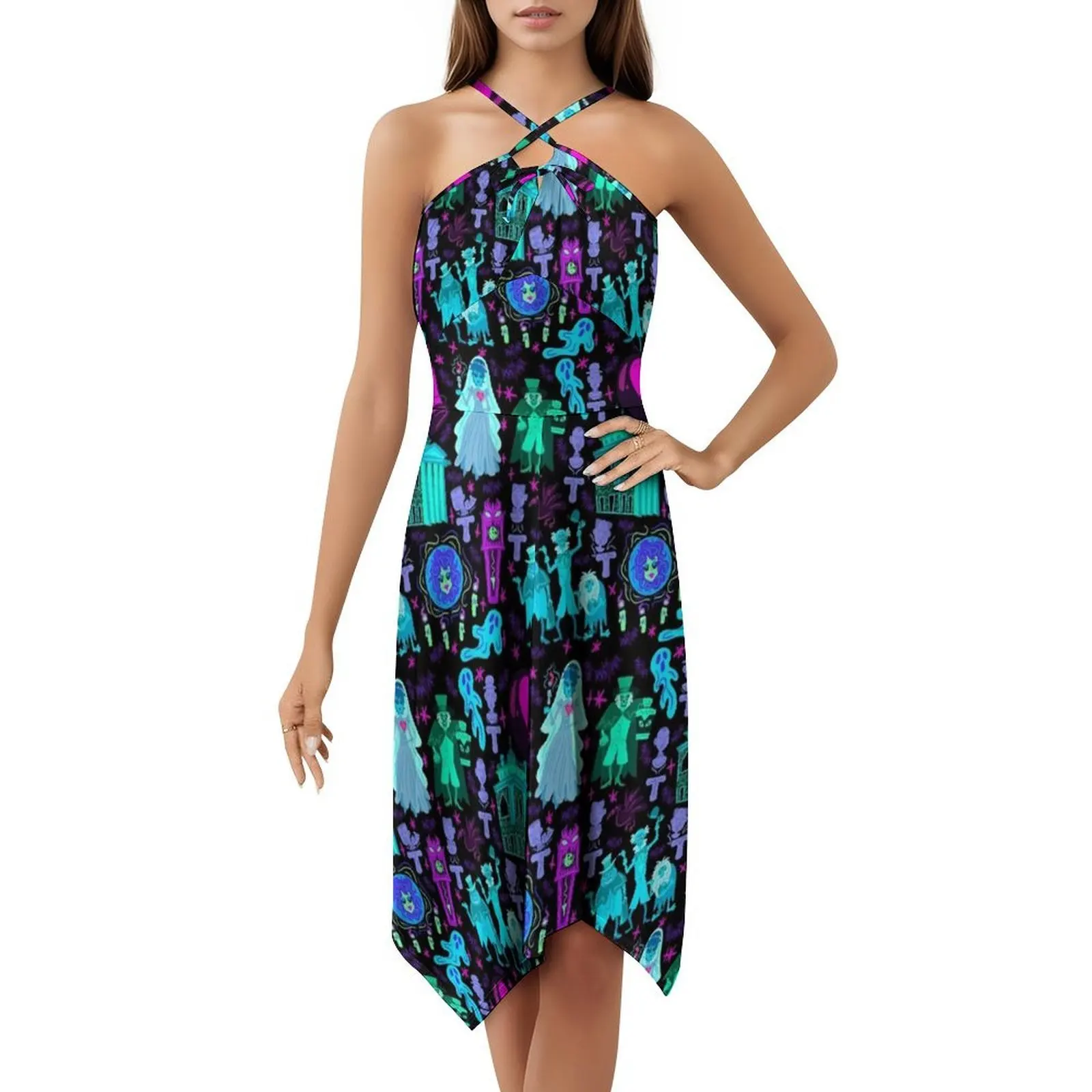 فستان بوهيمي عتيق بقصر مسكون بأكمام منتفخة أو خيارات بدون أكمام للنساء فستان قصر مسكون Wdw أشباح العالم #5