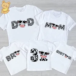 Baby Cow Birthday Party T Shirt rodzina strój pasujące ubrania wakacje wygląd ojciec matka dzieci Shits pierwsze urodziny Shirt