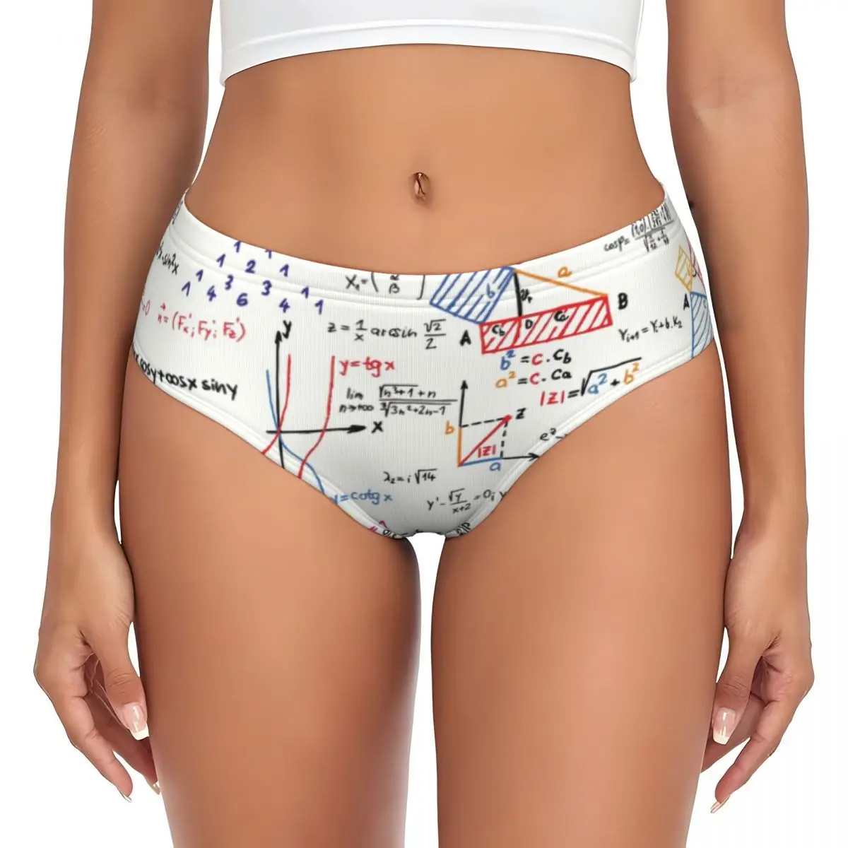 Custom Women's Mathematics Formulas Math Numbers Brief Panties Female Stretch Geek Science Puzzle Underwear Underpants