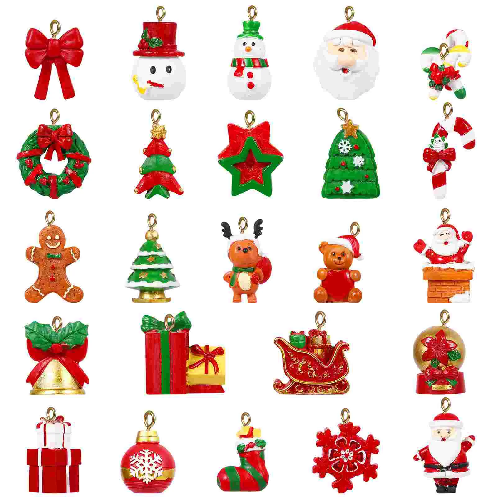 Small 24-piece Set of Christmas Ornaments Child Calendar Resin Pendant Charms