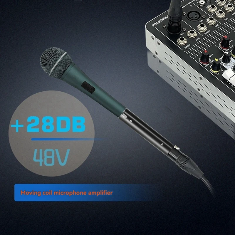 Preamplificatore dinamico per microfono 48V per amplificatore microfonico a guadagno DM1 28DB per microfoni a nastro dinamici e passivi