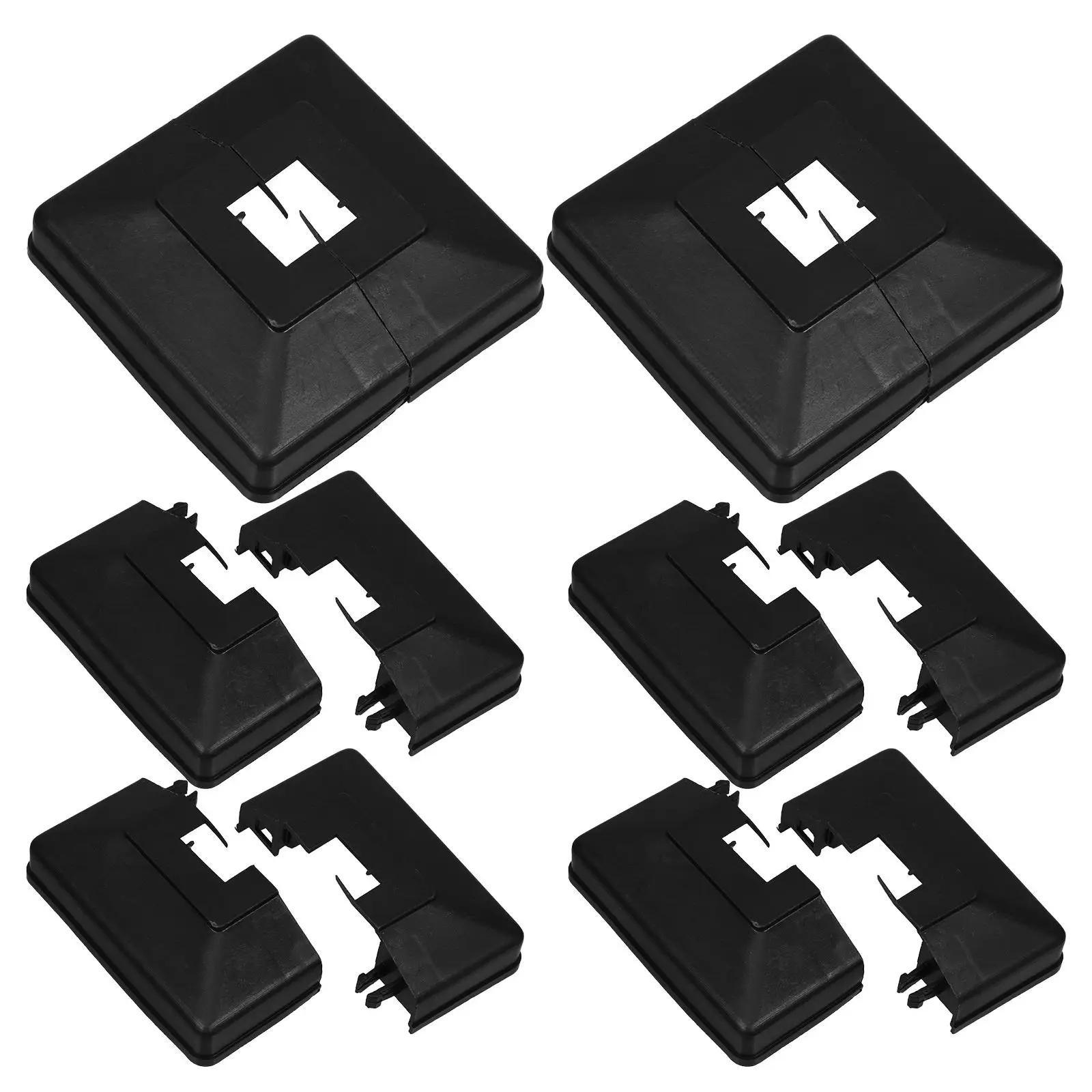 

6 Pcs Skirts Guardrail Plastic Bottom Cover Post Covers for Porch Base Decorative Shoe Wood Railing Black