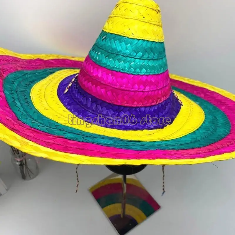 C63F Sombrero paja Sombrero fiesta mexicano accesorios para fotos DiaDeMuertos Festival Sombrero para
