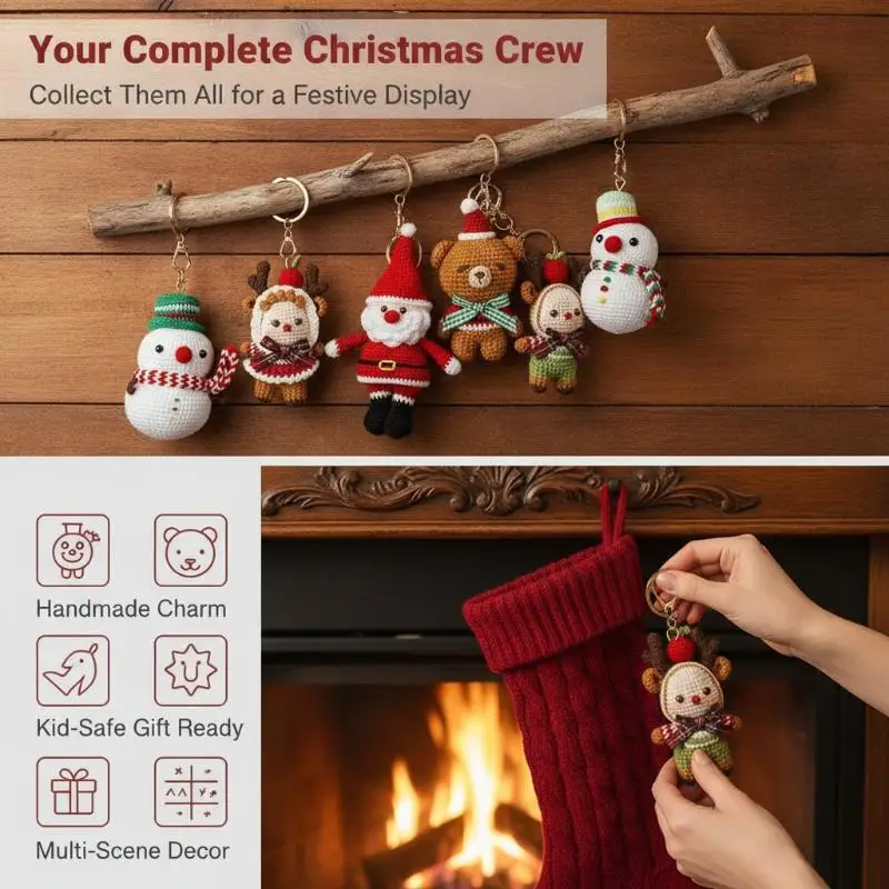 1 Stück Niedlicher Gehäkelter Elch-Anhänger, Handgefertigter Gewebter Hirsch-Schlüsselanhänger, Gestrickte Puppe, Weihnachtliches Hängedekor, Liebliches Geschenk – Detail 10