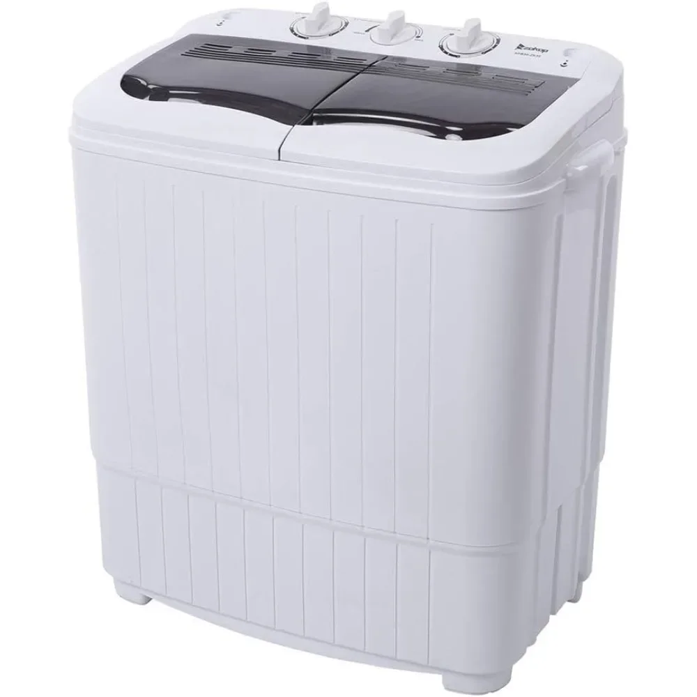 

Portable Washing Machine, 7.7Lbs Washer & 6.6Lbs Spinner, Twin Tub Dryer Combo W/ Drain Pump, Semi-Automatic Laundry