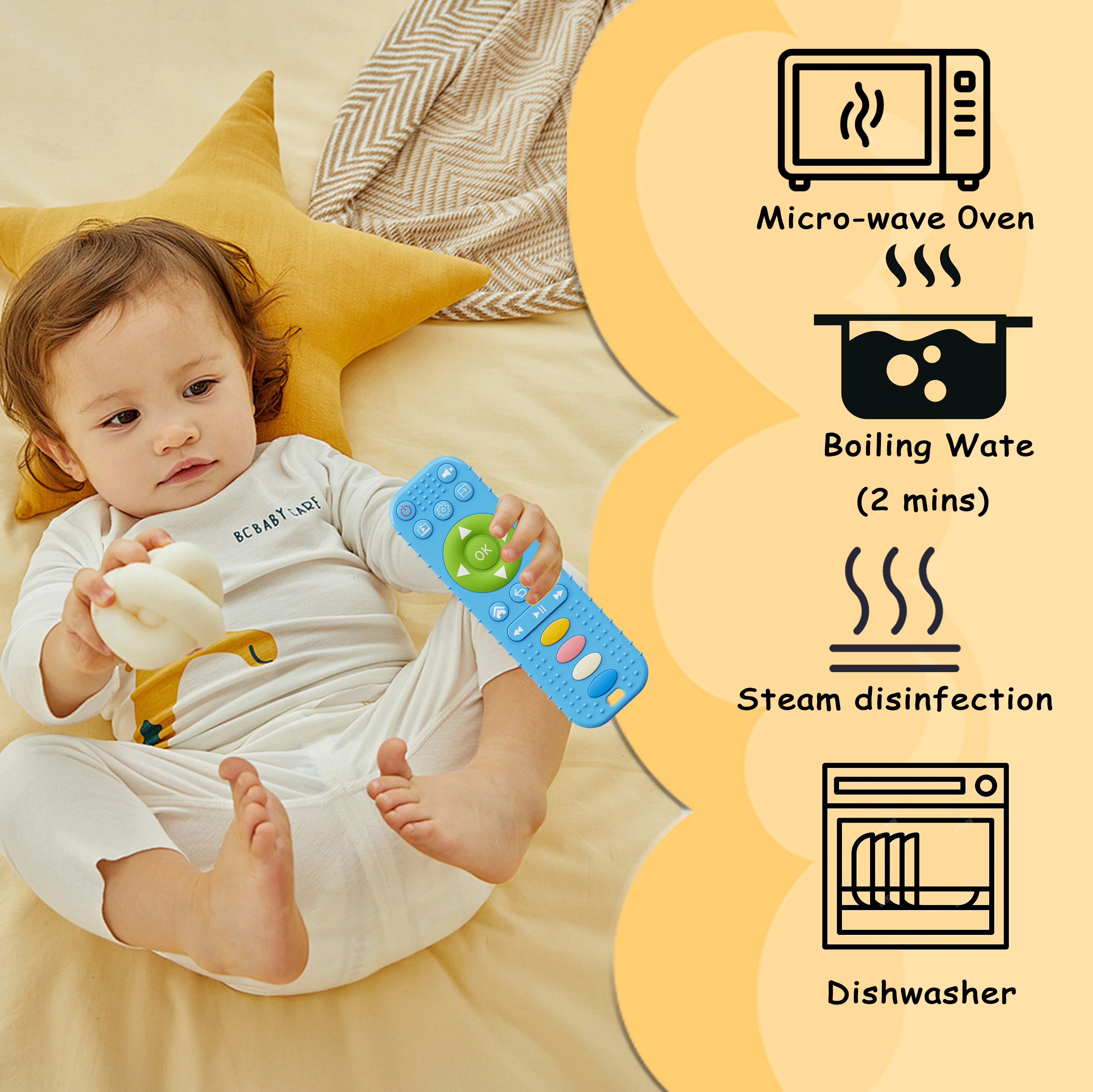 Силиконовый прорезыватель с дистанционным управлением без BPA для младенцев 0+, жевательная силиконовая игрушка с дистанционным управлением для младенцев, интерактивная игрушка для прорезывания зубов