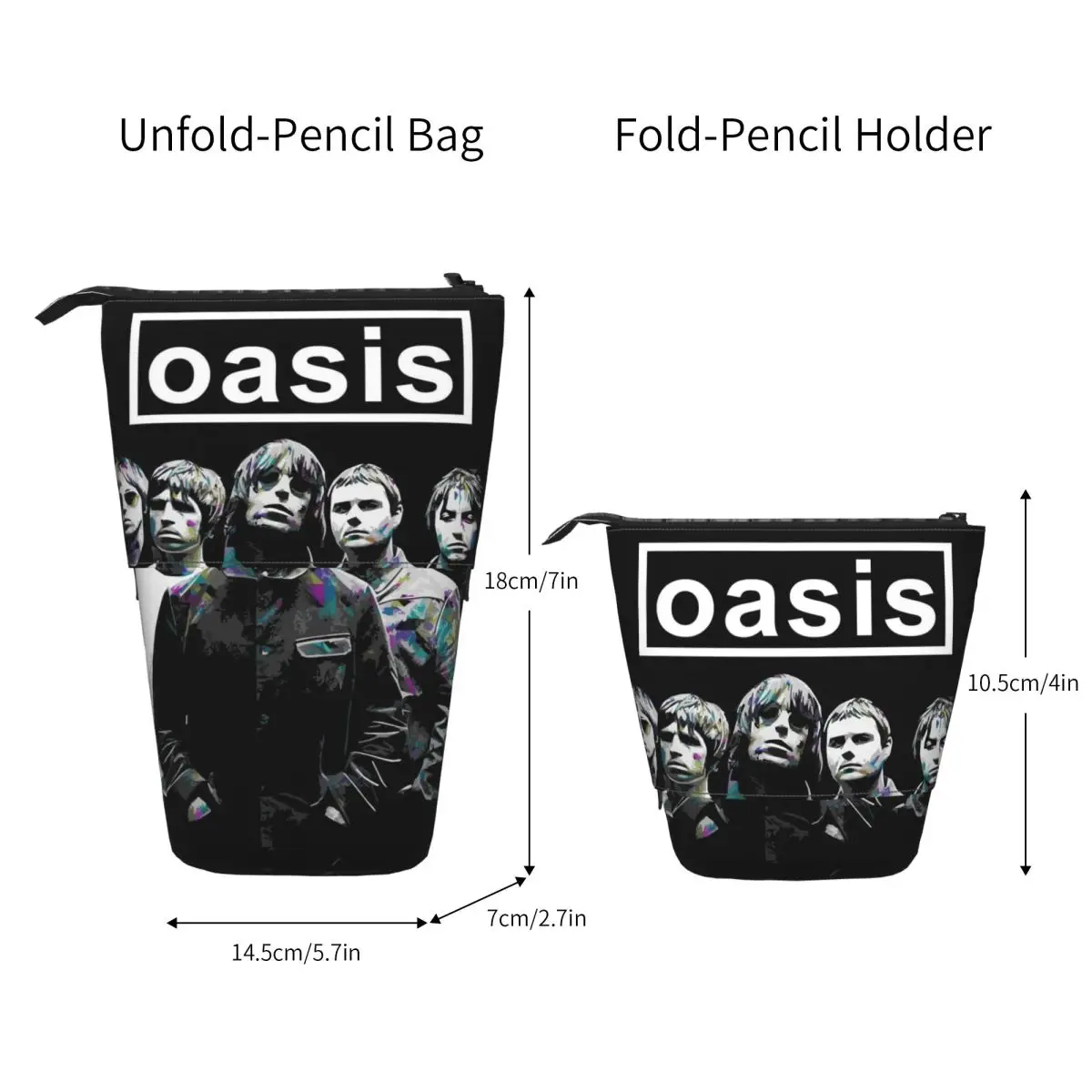مخصص الكورية الرجعية O-Oasises مقلمة للبنين بنات البريطانية روك المشارك سعة كبيرة القلم حقيبة صندوق القرطاسية #4