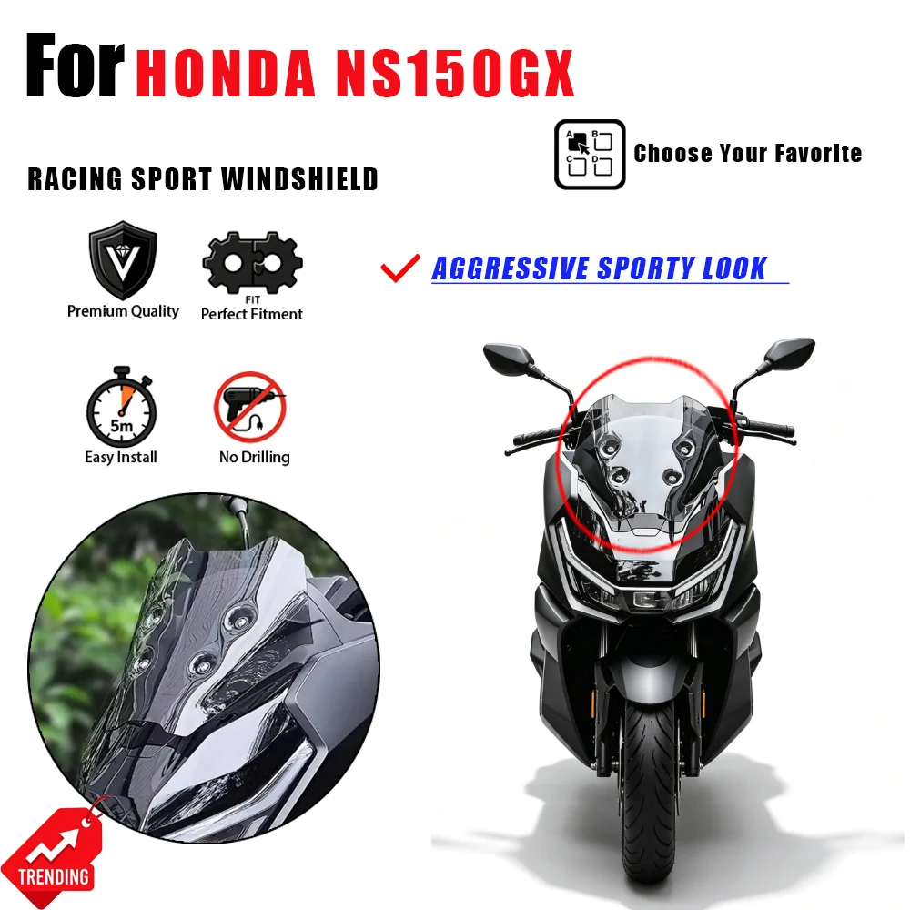 For Honda NS150GX Racing Windshield Sport Windscreen Aerodynamic Front Deflector Accesorios Moto Parabrisas Cupula NS 150GX