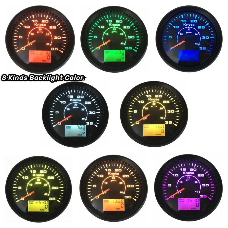 0-35Knots GPS Speedometers 85mm 0-40MPH Speed Mileometers Digital Odometers Trip Meters with GPS Antenna for Boat Yacht Vessel