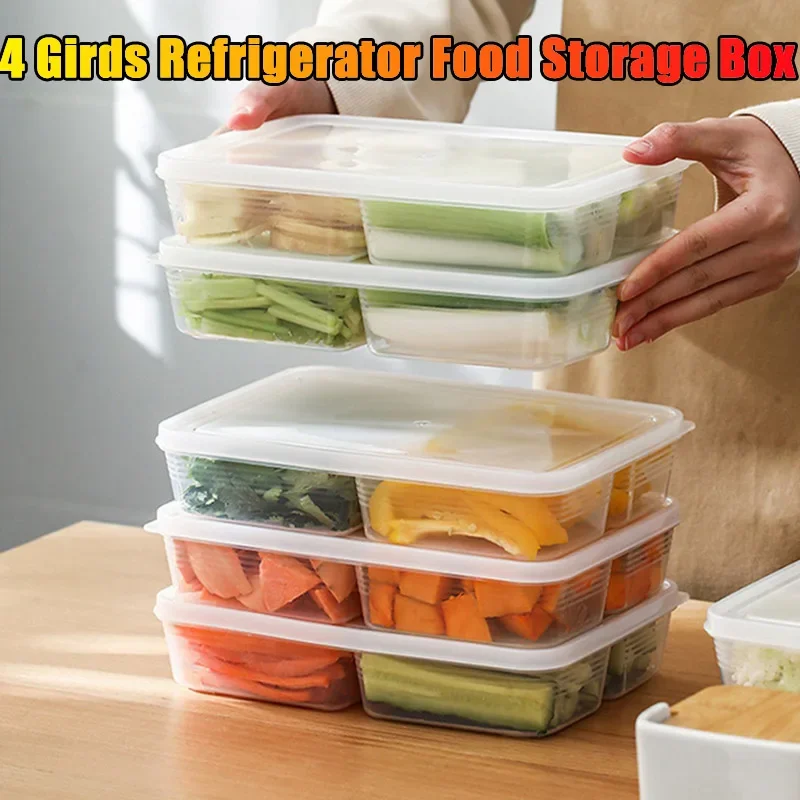 Refrigerator Storage Box Large Transparent Freeze Meat Vegetable Fresh-Keeping Storage Container with Lid for Kitchen Storage