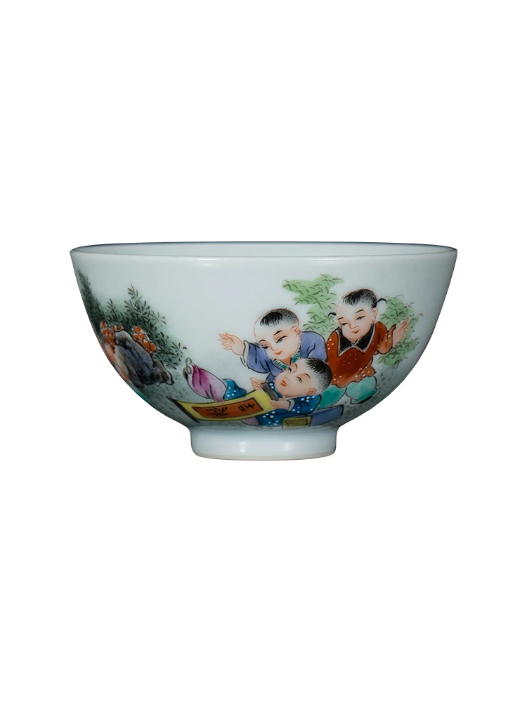 Zhongjia Kiln Hand-painted Ceramic Powder Colored Childlike Fun Individual Single Master Tea Cup Jingdezhen White