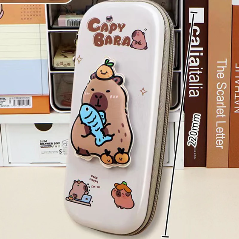 Capybara Cartoon Adorable 3D Pencil Case Stationery Organizer School Supplies for Girls EVA Pink Pen Pouch Holder birthday gift