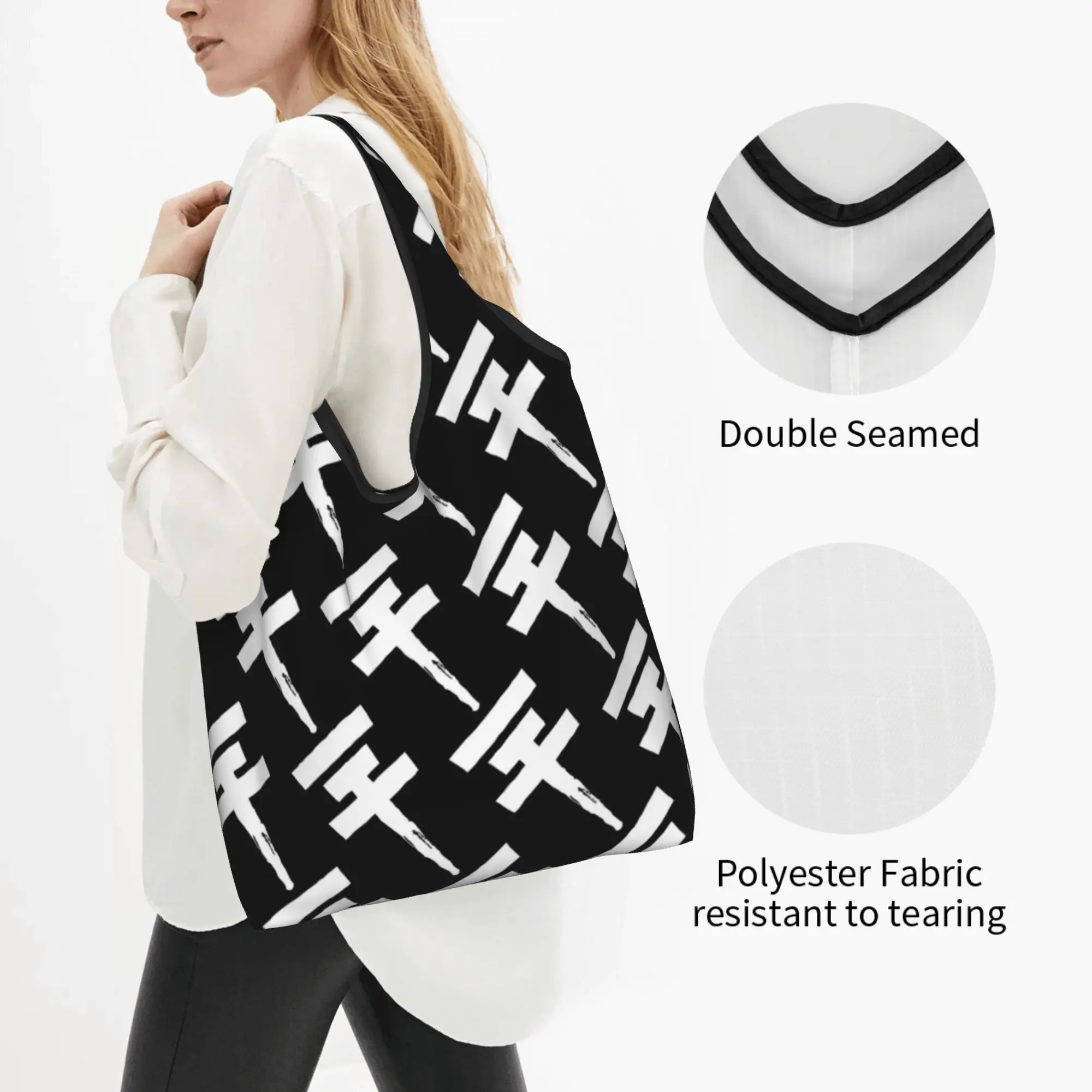 Recycling T-Tokios H-Hotels Punk Shopping Bag Women Tote Bag Portable German Grocery Shopper Bags