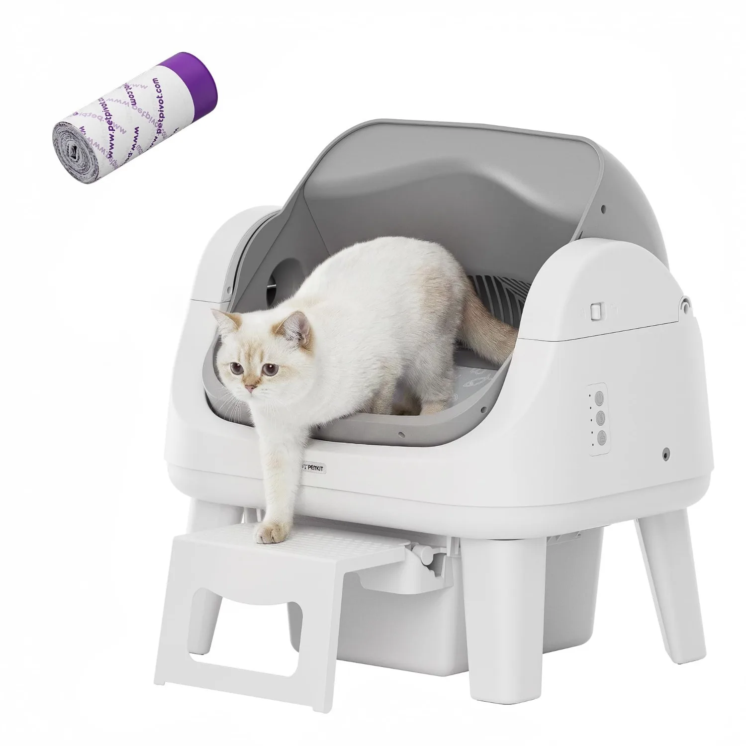 Open Top Self Cleaning Cat Litter Box, Automatic Litter Box with 7 Pairs of Safety Sensors, Anti-Pinch Protection and