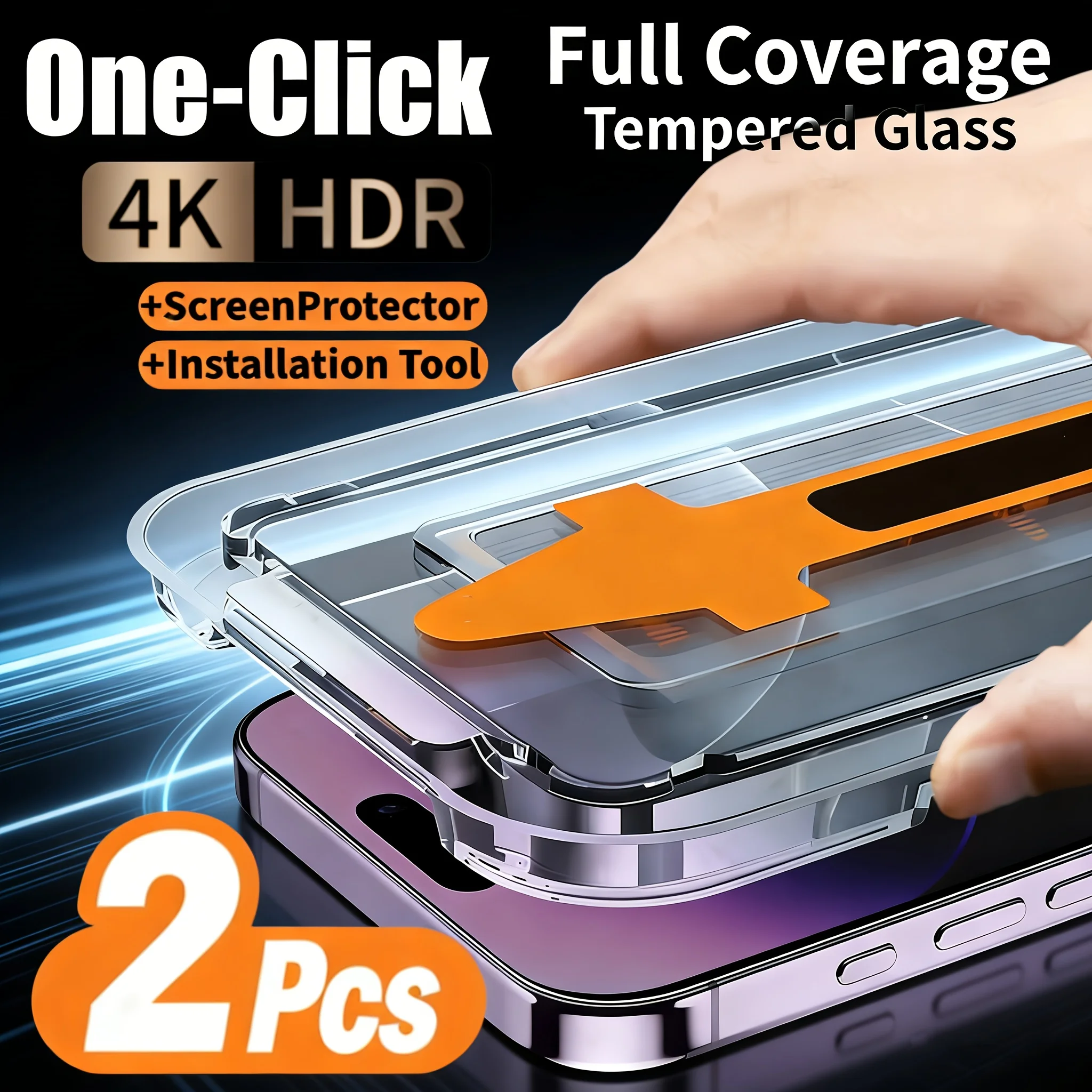 

2 шт. защитных стекол 4K Ultra HD для iPhone 17 Pro Max/17/16/15/14/13/12/11/Plus/Mini/XR/X/XS/XS Max