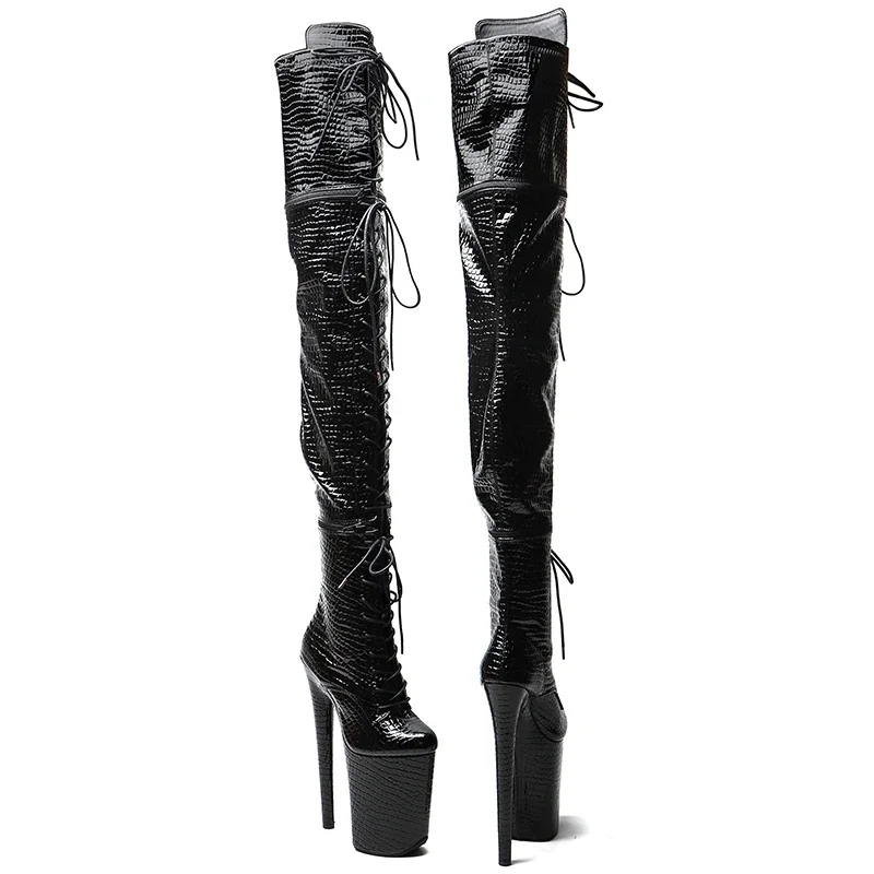 Leecabe 23CM/9Inch Pu Upper Zipper split boots Women New Design Three ways wear boots Extreme High Heel Detachable boots