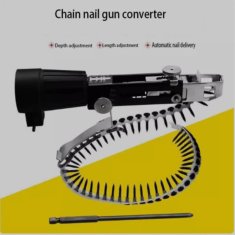 Chain belt screw gun head automatic nail feeding gun electric screwdriver self tapping screwdriver head