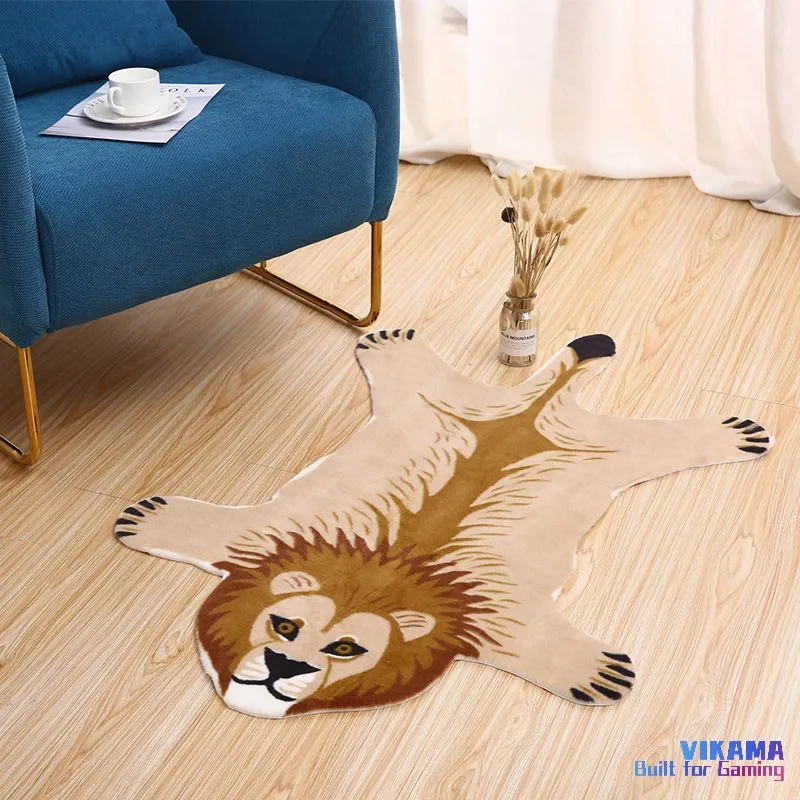 VIKAMA Imitation Animal Fur Short Pile Floor Mat Modern Living Room Bedside Non-slip Dirty Resistant Carpet Home Decoration