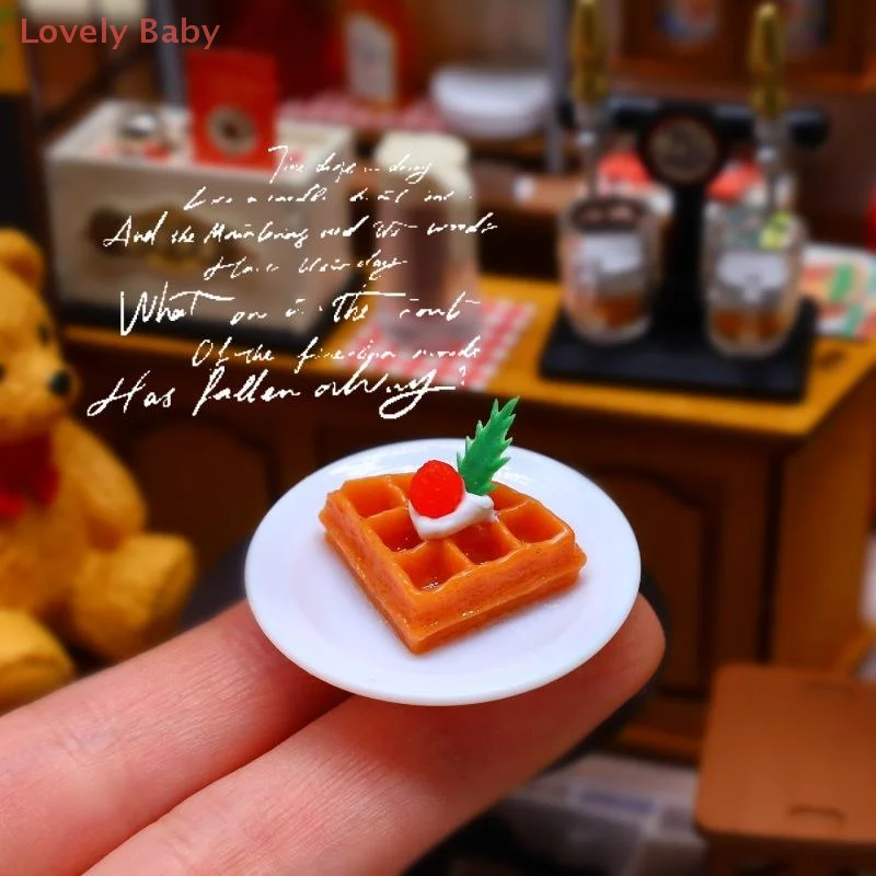 【BBS】4 Stuks Poppenhuis Mini Keuken Wafel Melk Set Miniatuur Handgemaakte Voedsel Speelgoed Scène Rekwisieten Met Accessoires Fantasiespel speelgoed