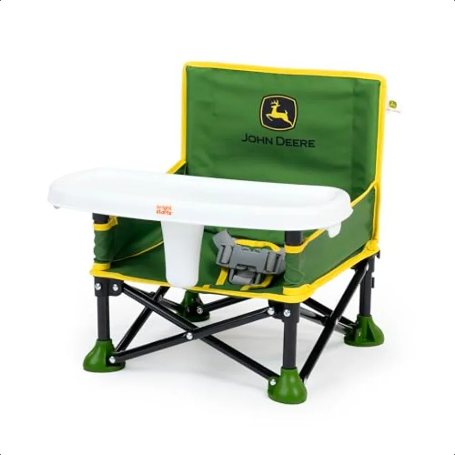 

Bright Starts Pop 'N Sit Portable Booster Chair Floor Seat Indoor Outdoor Use Compact Fold Green and Yellow 6 Mos 3 Yrs