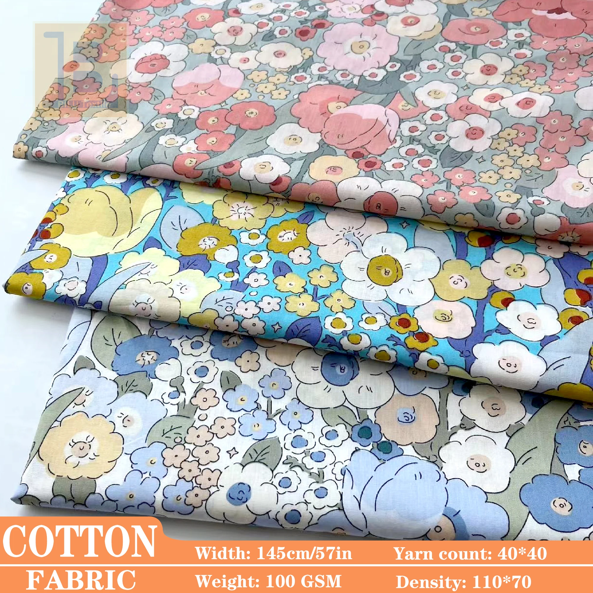 

Cotton Floral Fabric，Like Liberty Style Poplin 40s for Dresses, Shirts, Children's Wear & DIY Sewing Projects (by meter)