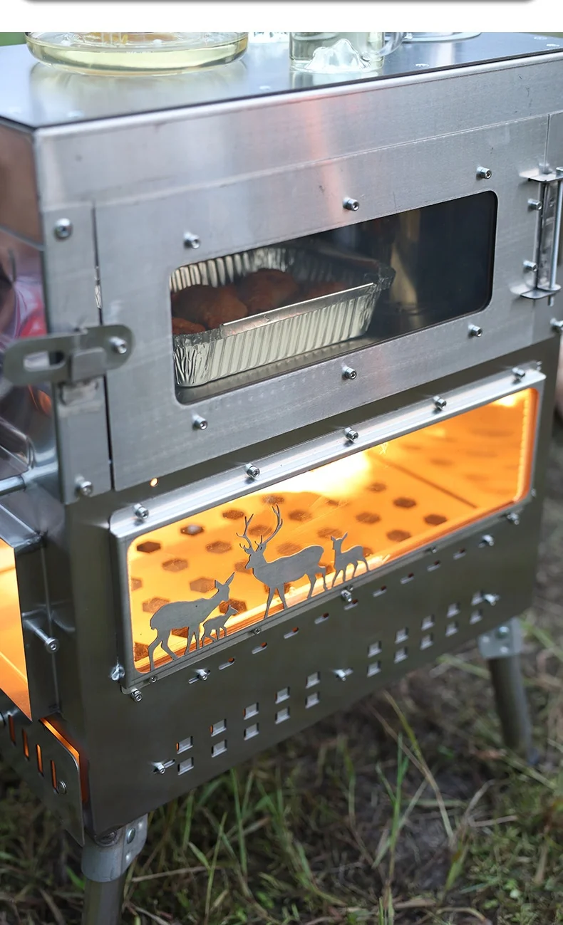 투오펑 친환경 스테인리스 휴대용 바베큐 스토브 대형 야외 오븐 (장작 난방, 차 끓이기, 캠핑 텐트용)