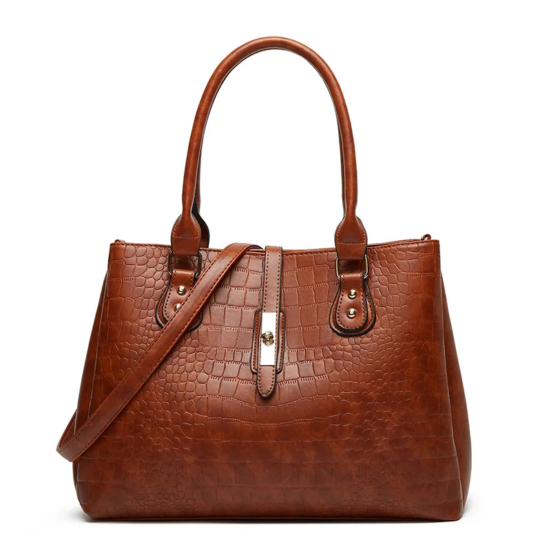 Vintage Retro Women Bag Luxury Designer Large Capacity Women\'s Shoulder Bags Crocodile Vein Fashion Female Handbags 1126