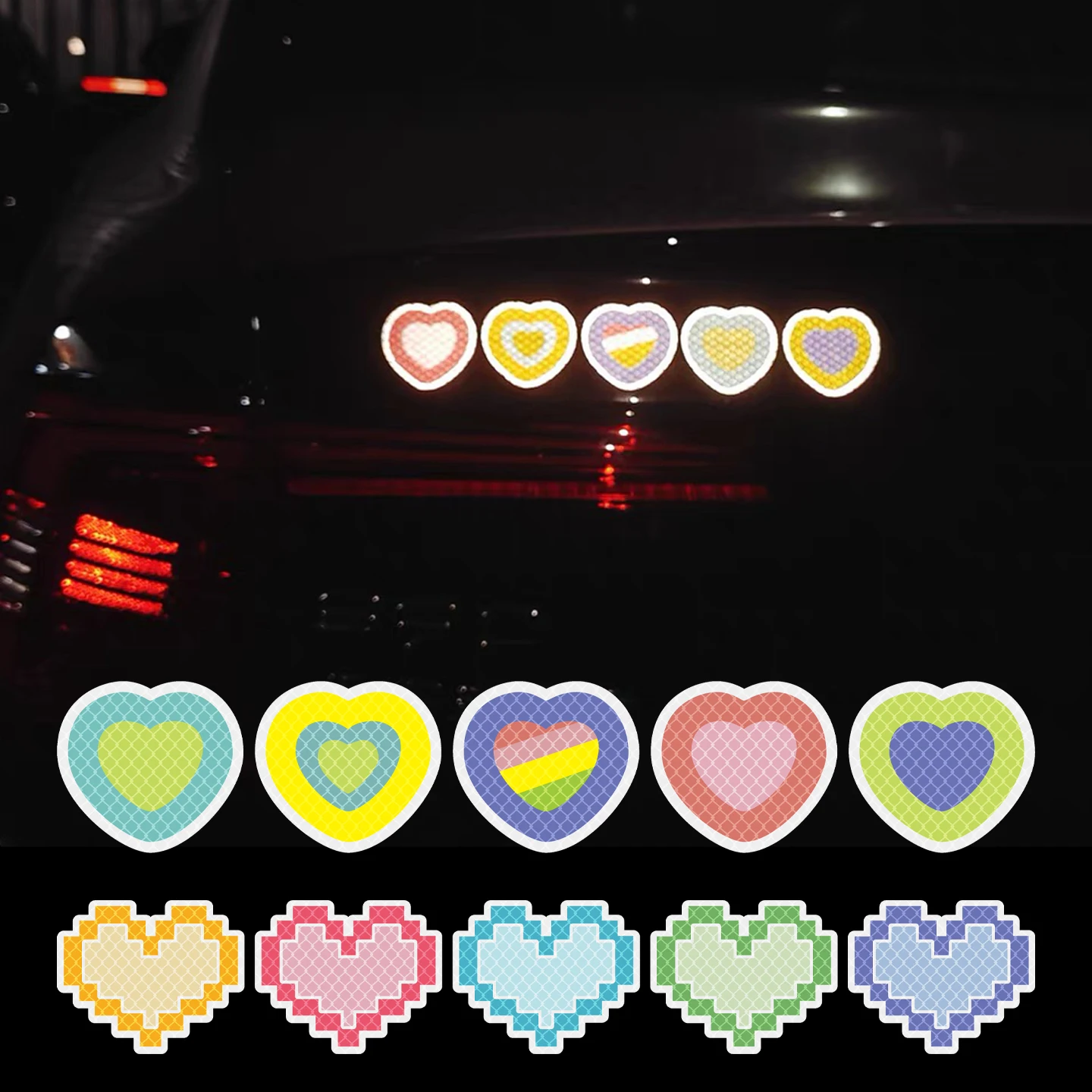 2PCS Soft Y2K DIY Strongly Reflective Motorcycle Sticker Moto Scooter Body Oil Tank Helmet Safety Waring Vinyl Accessories Decal