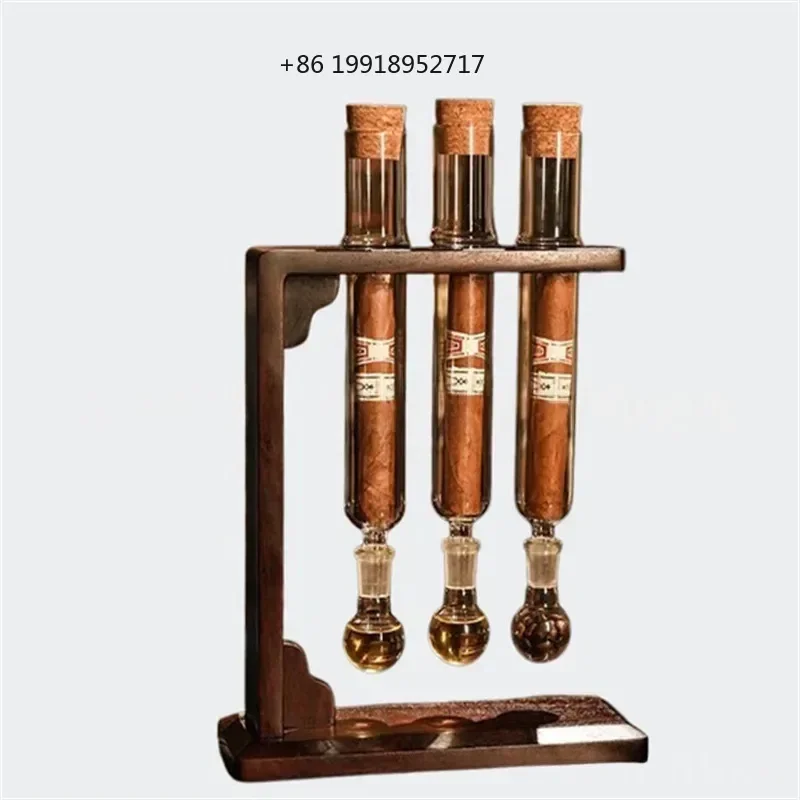 Glass Cigar Tubes Humidor Set, Cigar Flavor Infuser, Ball Base & Wooden Plug,Cigar Incense Glass Tube Set, Chrismas Men JJ386