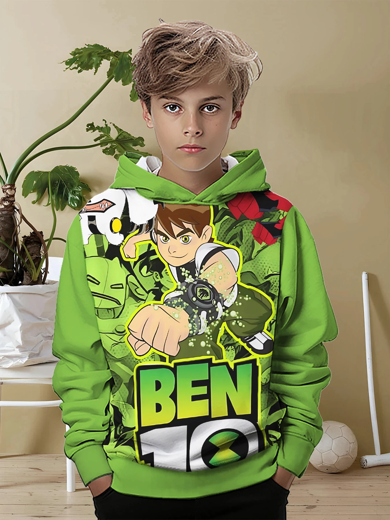 Ben 10 Sudadera informal con estampado 3D para niños y todas las estaciones, jersey fresco, Tops, ropa Unisex, sudaderas con capucha para niño y niña