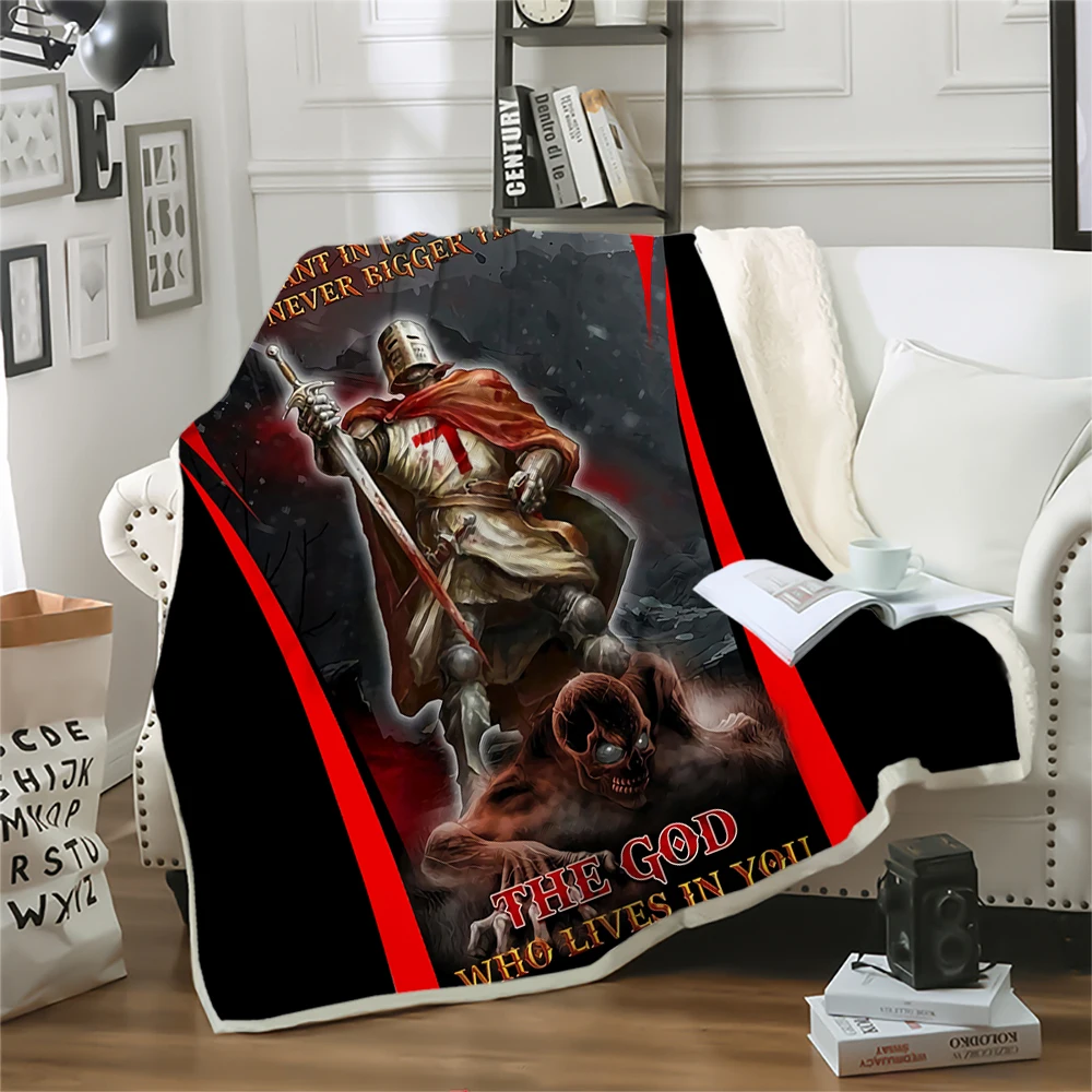 

HX Knights Templar Blanket The God Who Lives In You 3D Printed Winter Throw Blanket For Beds Keep Warm Plush Quilts 75x100cm