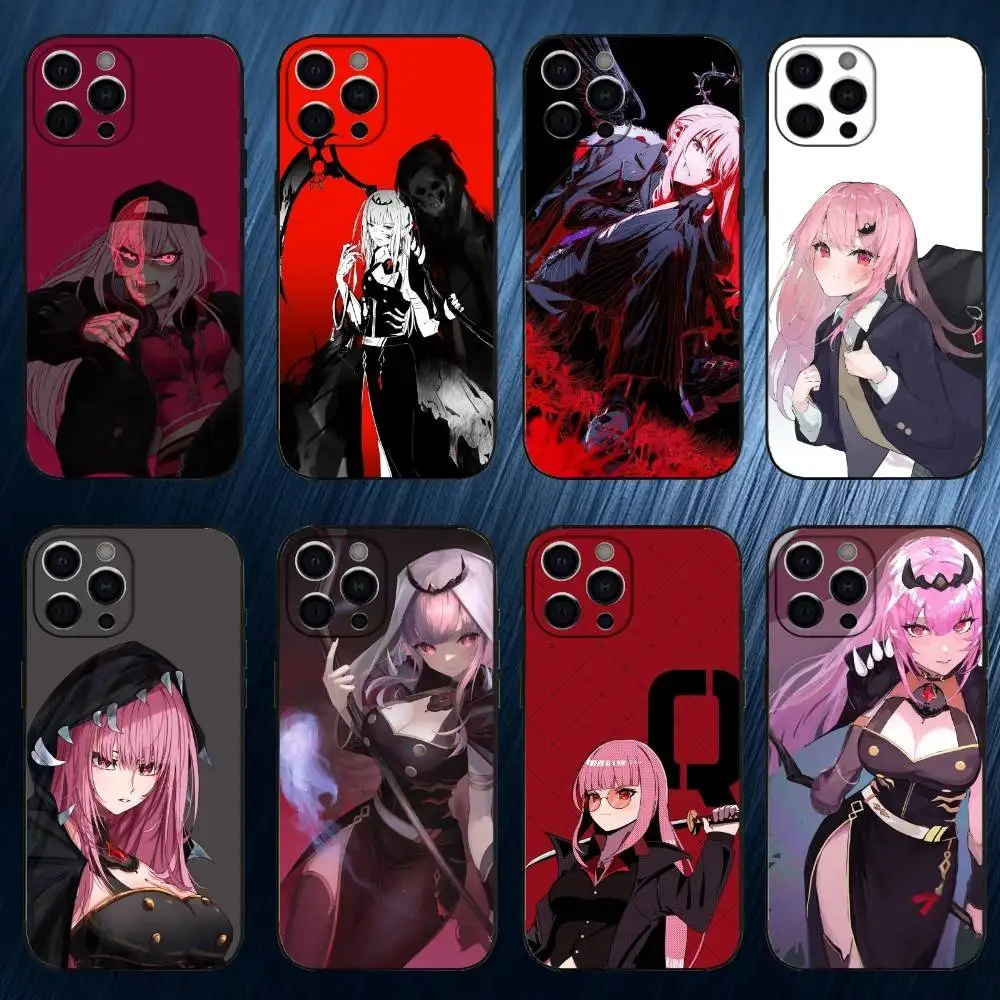 

M-Mori Calliope Phone Case For iPhone 17,16,15,14,13,12,11 Plus,Pro Max, Black Silicone Cover