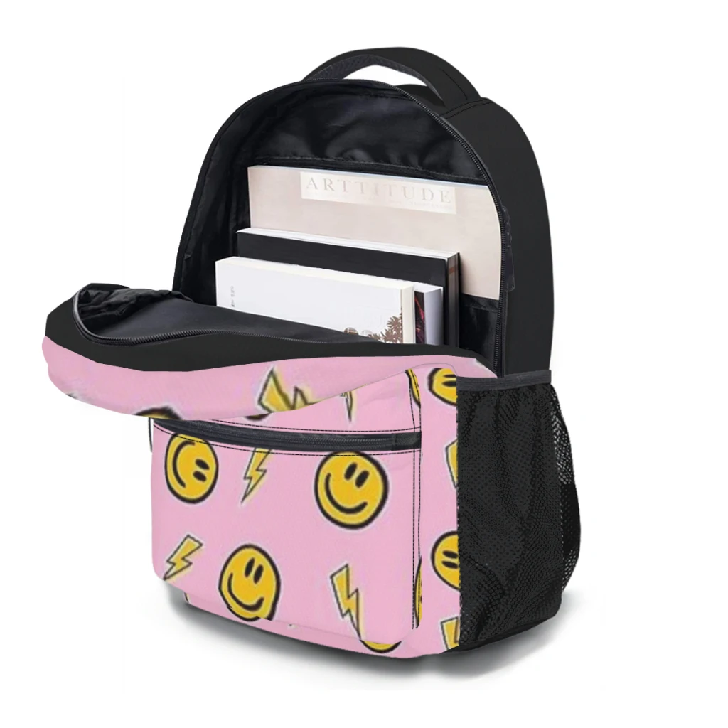 Preppy, rosa, mochila escolar para meninos mochila de estudante de grande capacidade mochila de estudante do ensino médio de desenho animado 17 polegadas