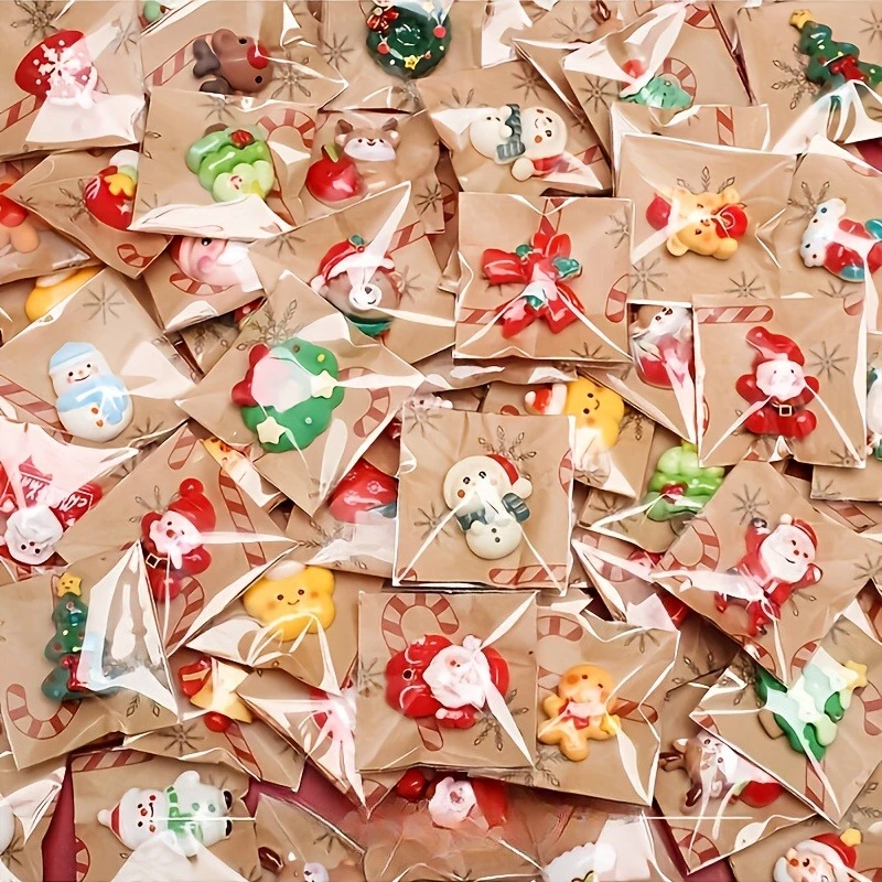 10 Aimants de Réfrigérateur en Résine Mixte Aléatoire pour Noël, Décorations de Sapin, Bonhomme de Neige, Père Noël, Cadeaux
