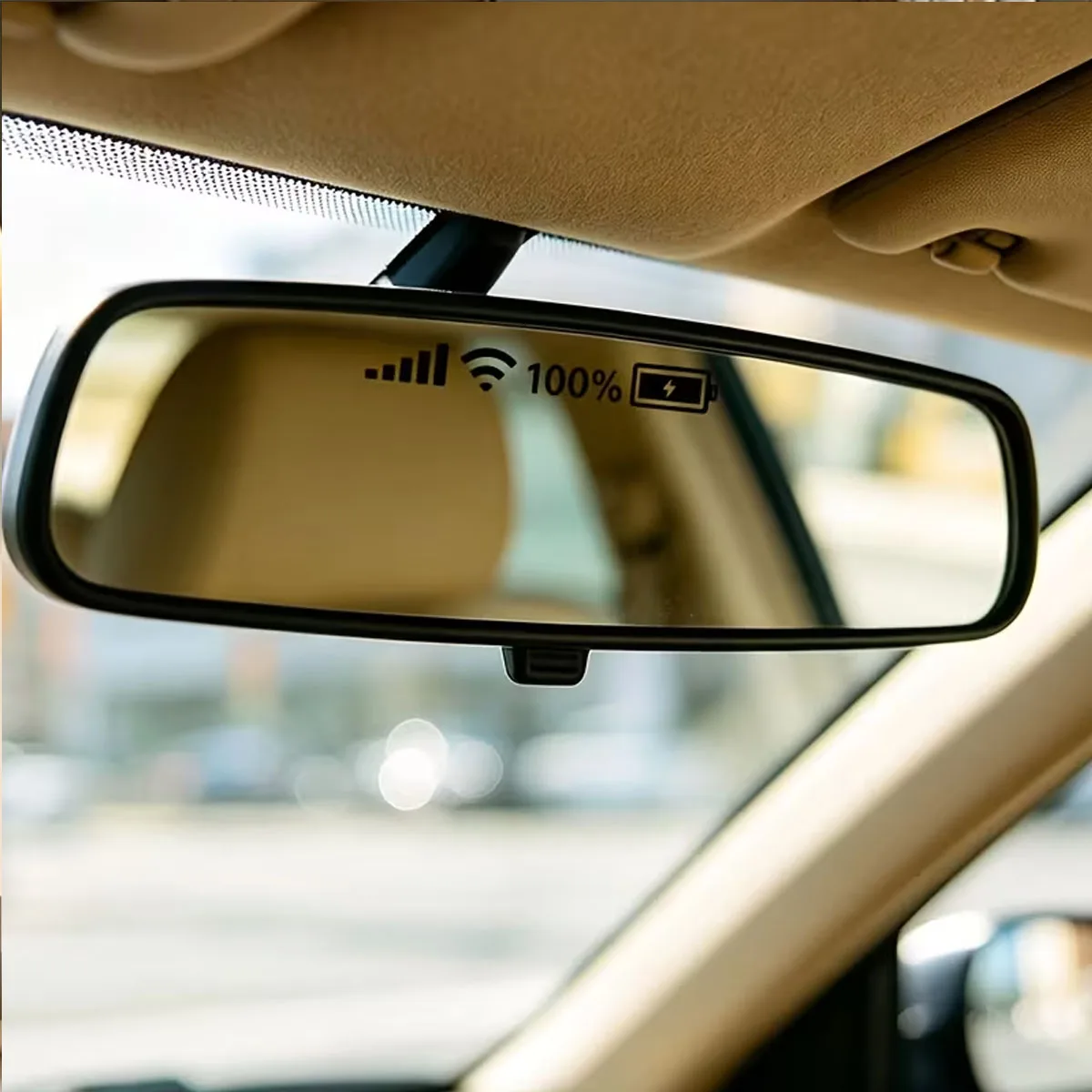 Creative Cell Signal WiFi Battery Indicator Car Mirror Decal, Funny Phone Status Symbol Vehicle Decor Sticker