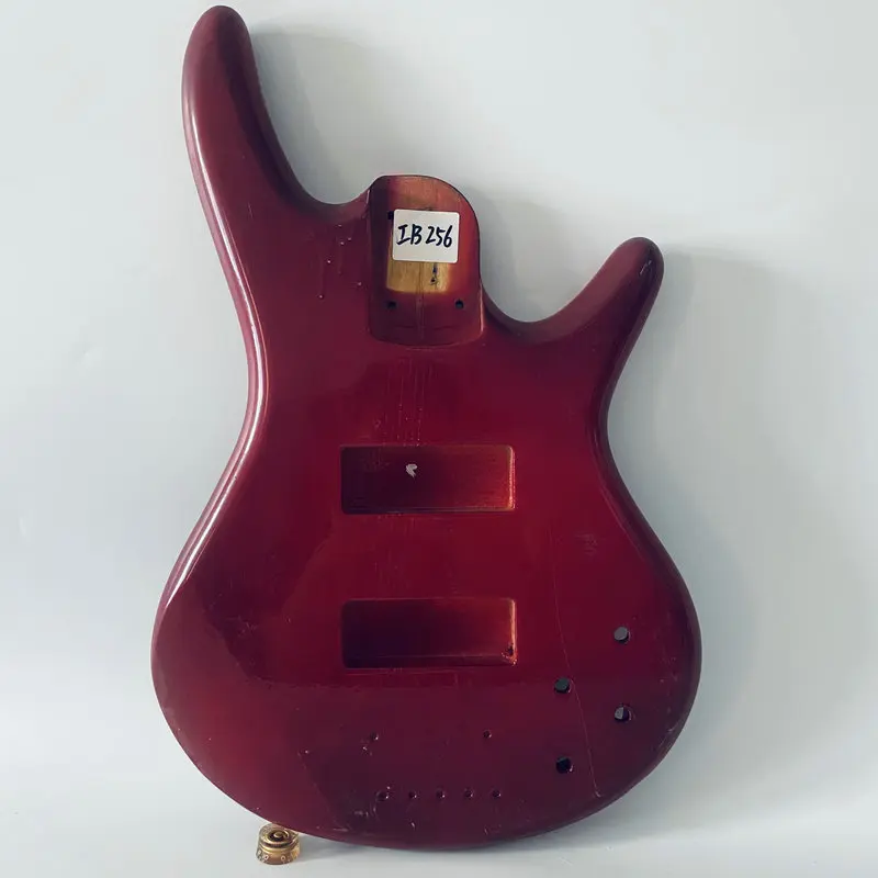 iB256 5 OR 6 String Electric Bass Semi Finishing Jazz Bass Body in Solid Wood Red Color for Bass Guitar DIY Replace with Damages