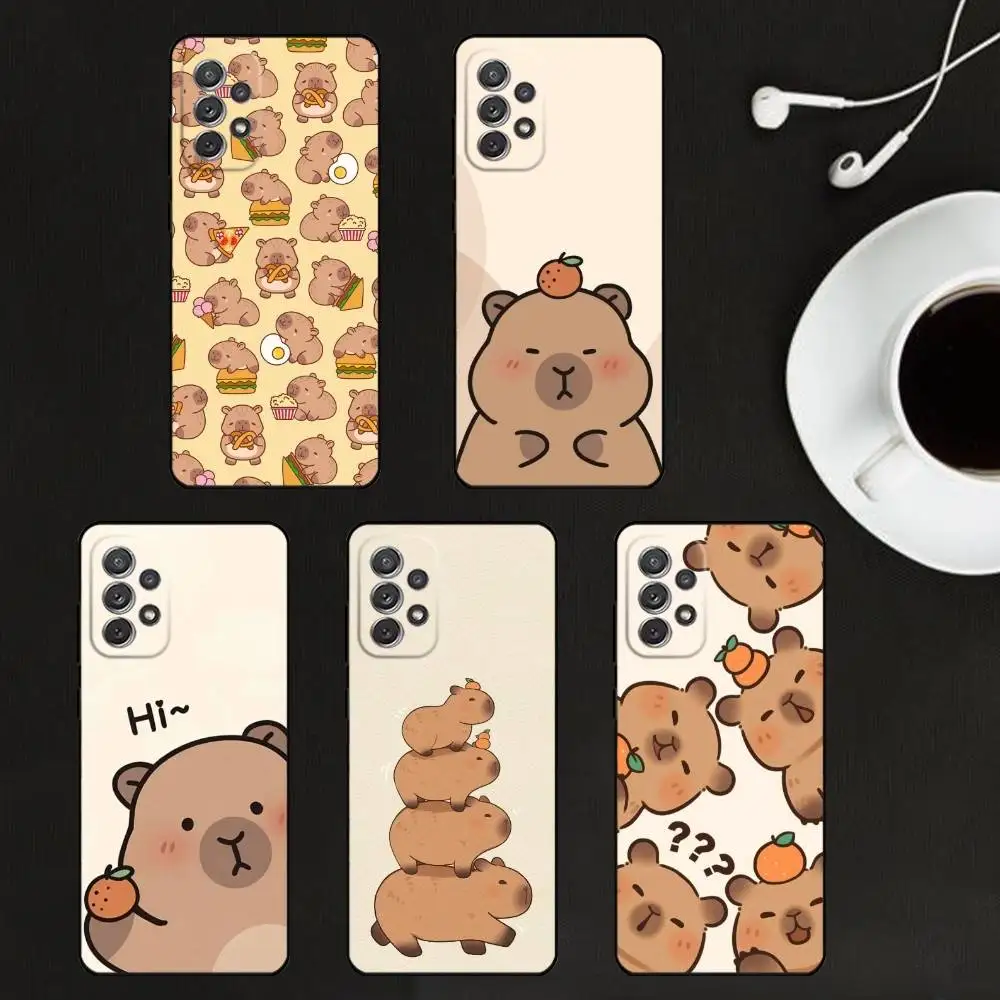 حافظة هاتف كابيبارا اللطيفة لهاتف سامسونج S25، S24، S21، S22، S23، S30، Ultra، S20، Plus، غلاف أسود ناعم #1