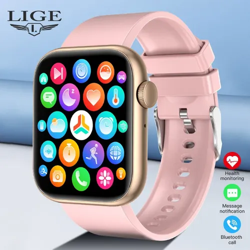 Reloj inteligente LIGE para Mujer, pantalla completamente táctil, llamada Bluetooth, relojes impermeables, rastreador deportivo de Fitness, Reloj inteligente para Mujer
