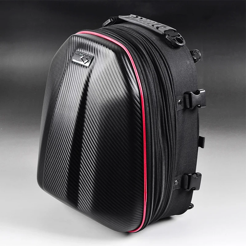 

Waterproof Hard Shell Motorcycle Backpack Expandable Rear Seat Bag Fits Full Helmet with Free Lock 2025